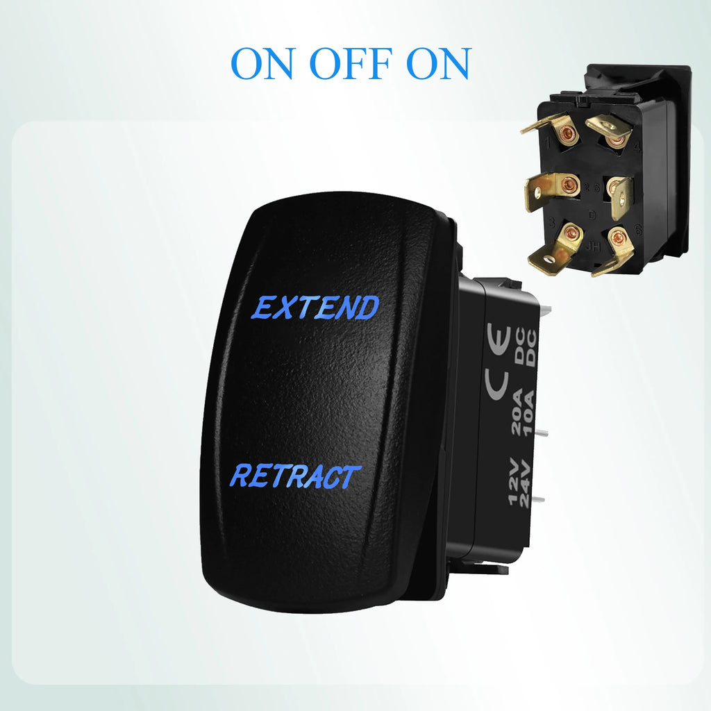 12V Reverse Polarity Rocker Switch DPDT ON-Off-ON 6 Pin Momentary/Latching for Winch Linear Actuator Car Window RV Jack Boat RV