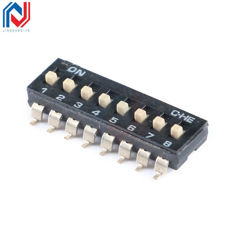 Slide Type SMT SMD Dip Switch Toggle 2.54mm 2Row 4Pin 2 Position/8 Pin 4 Position/16Pin 8 Position Black Switch Gold Plated Pin