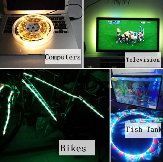 5M USB LED Strip Light 5V 3528 1 Meter 5 Meter Warm Cool White Pink Green Blue Red SMD Ribbon Ceiling Cabinet Light Waterproof