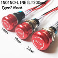 16mm/19mm/22/mm Emergency Metal Button Switch Indication STOP Machine Panel Dashboard Press Latching Button 1NO1NC/2NO2NC