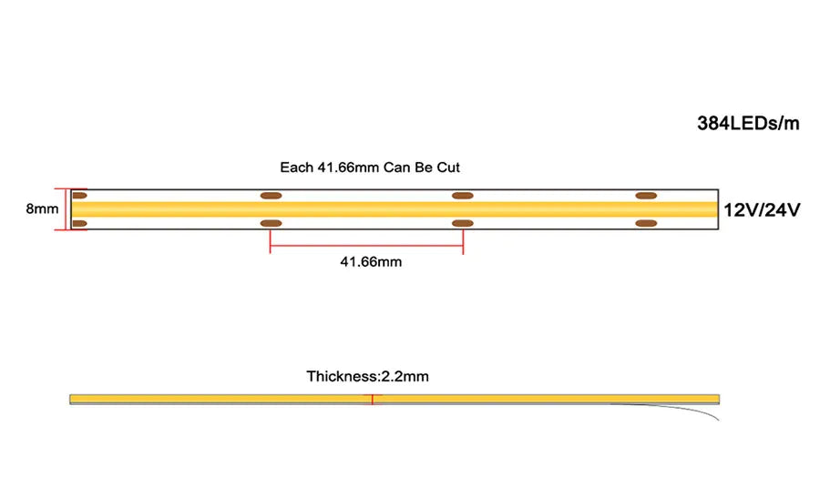 FOB COB LED Strip Lights 3mm 5mm 8mm 10mm 12V 24V Flexible Dimmable LED Tape Easy Install Cuttable 3000K 4000K 6000K LED Tape
