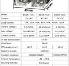 10A 25A 40A 60A 80A 100A 120A Single Phase SSR DC Control AC DC Control DC AC Control AC Solid State Relay