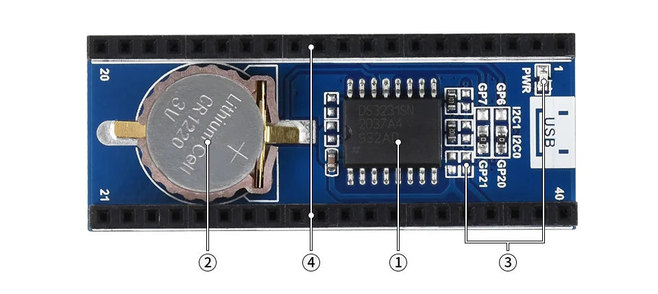 Waveshare Precision RTC Module for Raspberry Pi Pico,Onboard DS3231 Chip,Onboard Female Pin Header For Direct Attaching