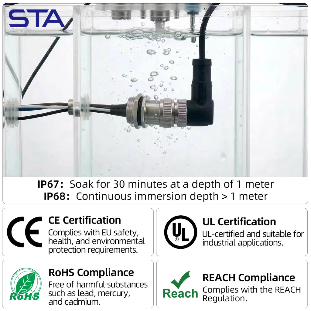M12 Screw Termination Plastic Field Plug NMEA2000 5 Pin Straight Angled IP67 Waterproof 3 4 6 8 Poles Sensor Connectors PG7 PG9
