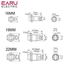 16MM 19MM 22MM Self-return Self-locking Waterproof DPDT Illuminated Metal Selector Knob Rotary Switch 2 3 Position LED Lamp Red