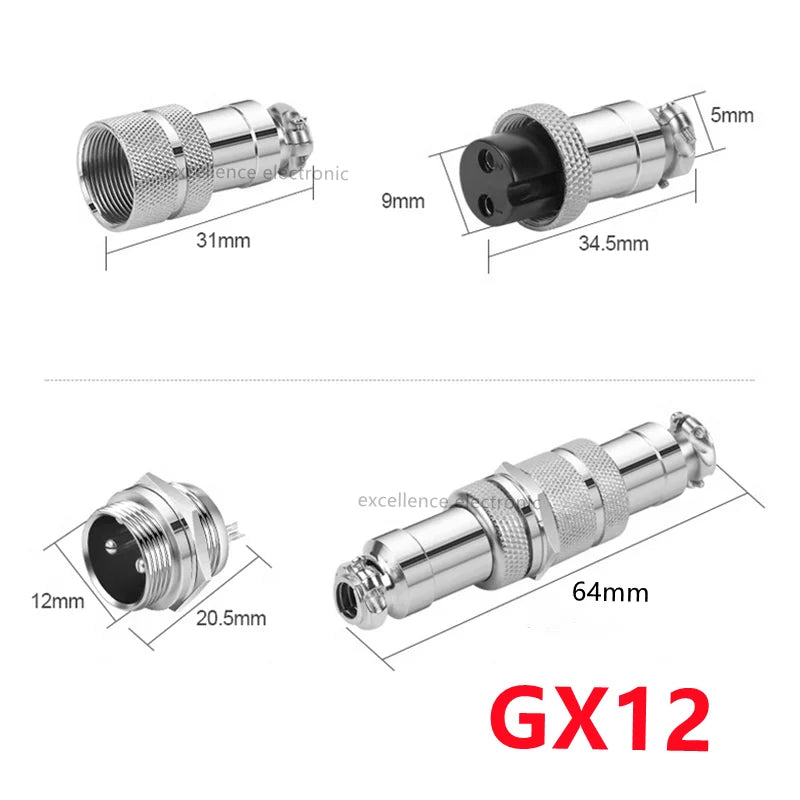 GX16 GX12 GX20 2P/3/4/5/6/7/8 Pin Female Male Air Aviation Connector Power Cable Electrical Plug Socket