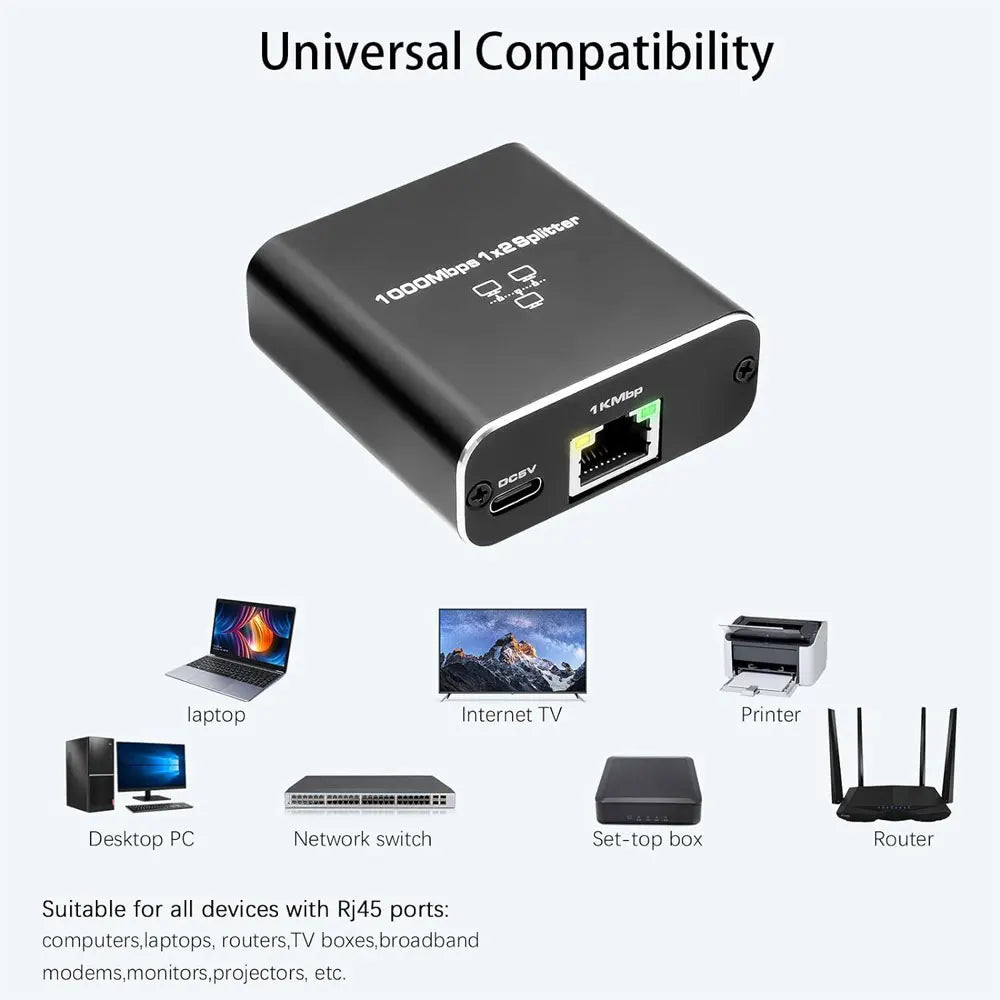 Gigabit Ethernet Splitter 1 To 2/3/4 1000Mbps RJ45 LAN Internet Splitter for PC Laptop Nintendo Switch Router TV Box Digital TV