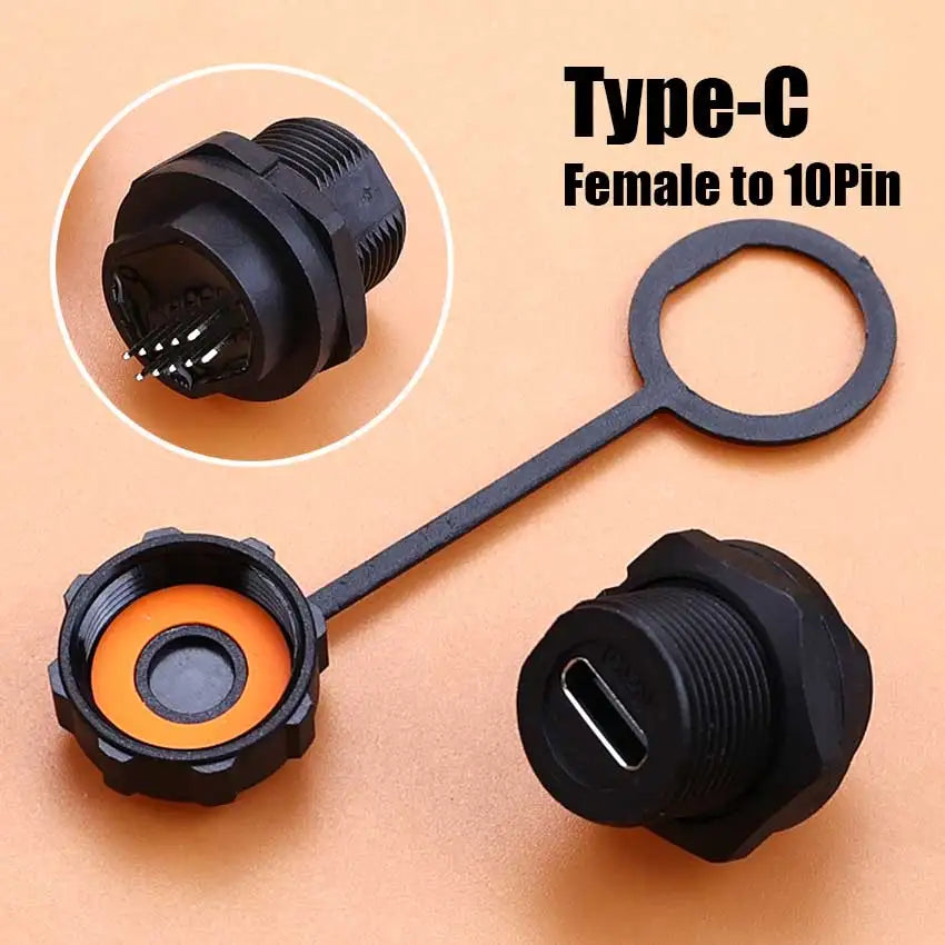 D Type Waterproof Chassis Connector USB Micro Type-C HDMI-compatible Female Converter Socket Panel Mount DIY Jack W/ Dust Cover