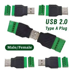 USB Male/Female 5 Pin Phone Keyboard Mouse Connector with Shield Screw Terminal Jack 2.0 Type A Plug