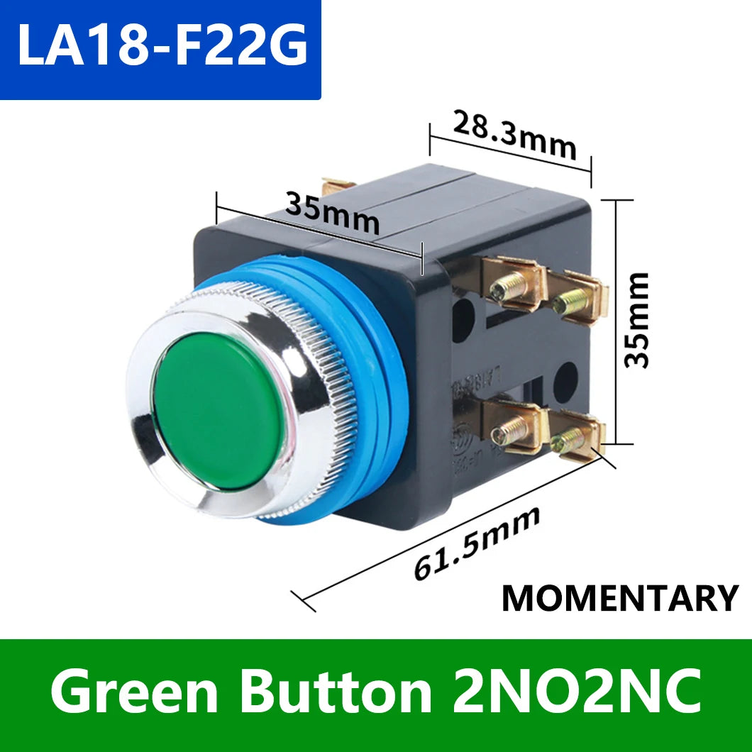 ABILKEEN LA18-22 2NO2NC Metal Push Button Switch 25MM Mount Size Momentary/Latching Rotary/Mushroo Head Power Control Switch