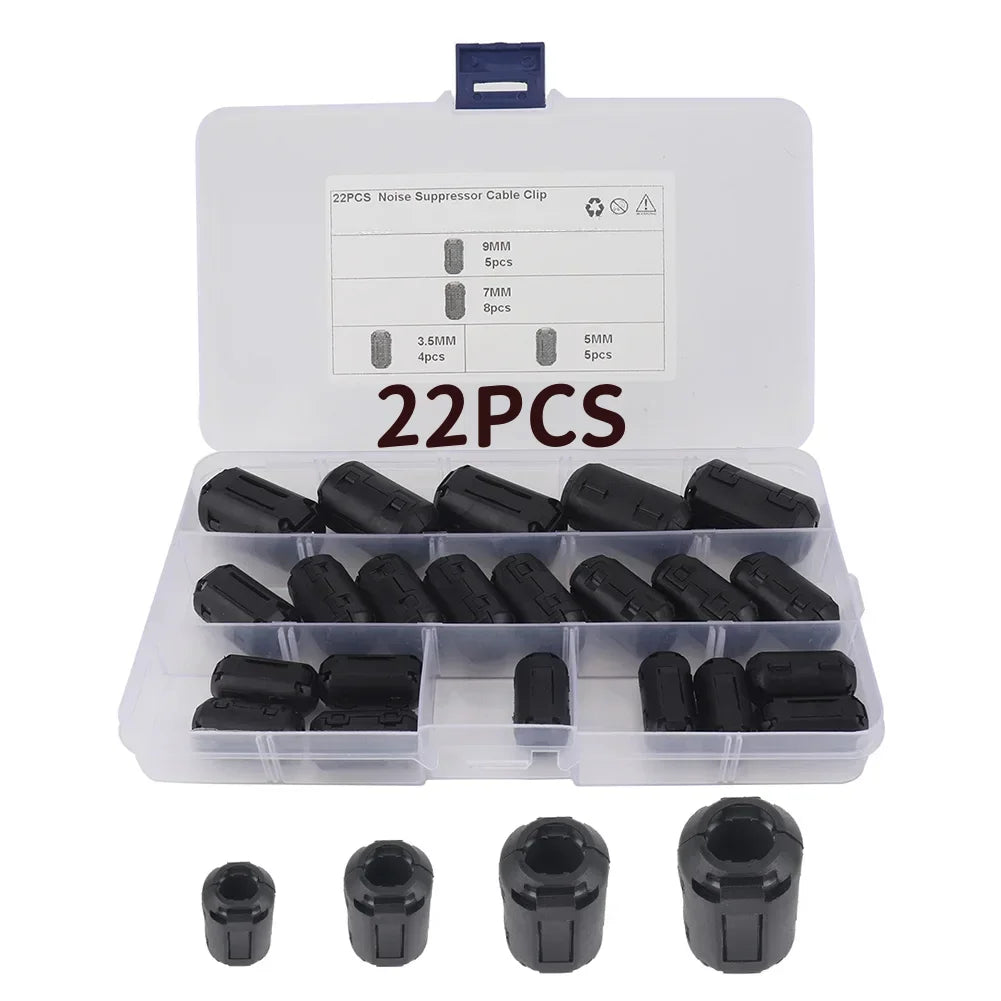 22/25pcs Clip-on Ferrite Core Beads EMI RFI Noise Suppressor Filter for USB Audio Video Power Cables Anti-Interference Choke