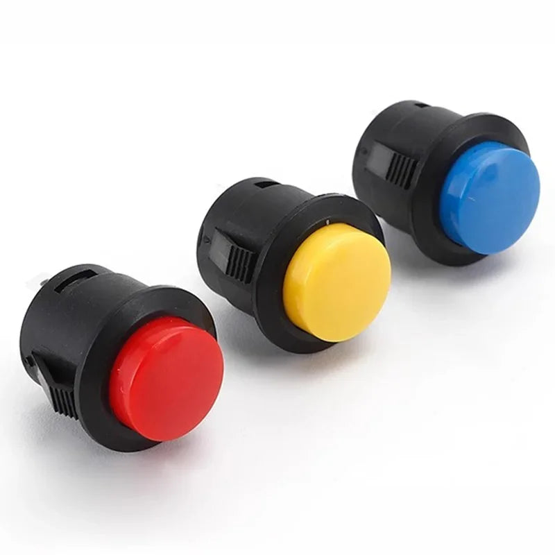 5/20PCS R13-507 Snap on Button Inching 16MM Round Lockless Self Reset Switch Panel Mounting