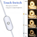 5V USB COB LED Light Strip Linear Touch Dimmable Flexible Diode Tape Home Christmas Lights TV Mirror Backlight Room Decoration
