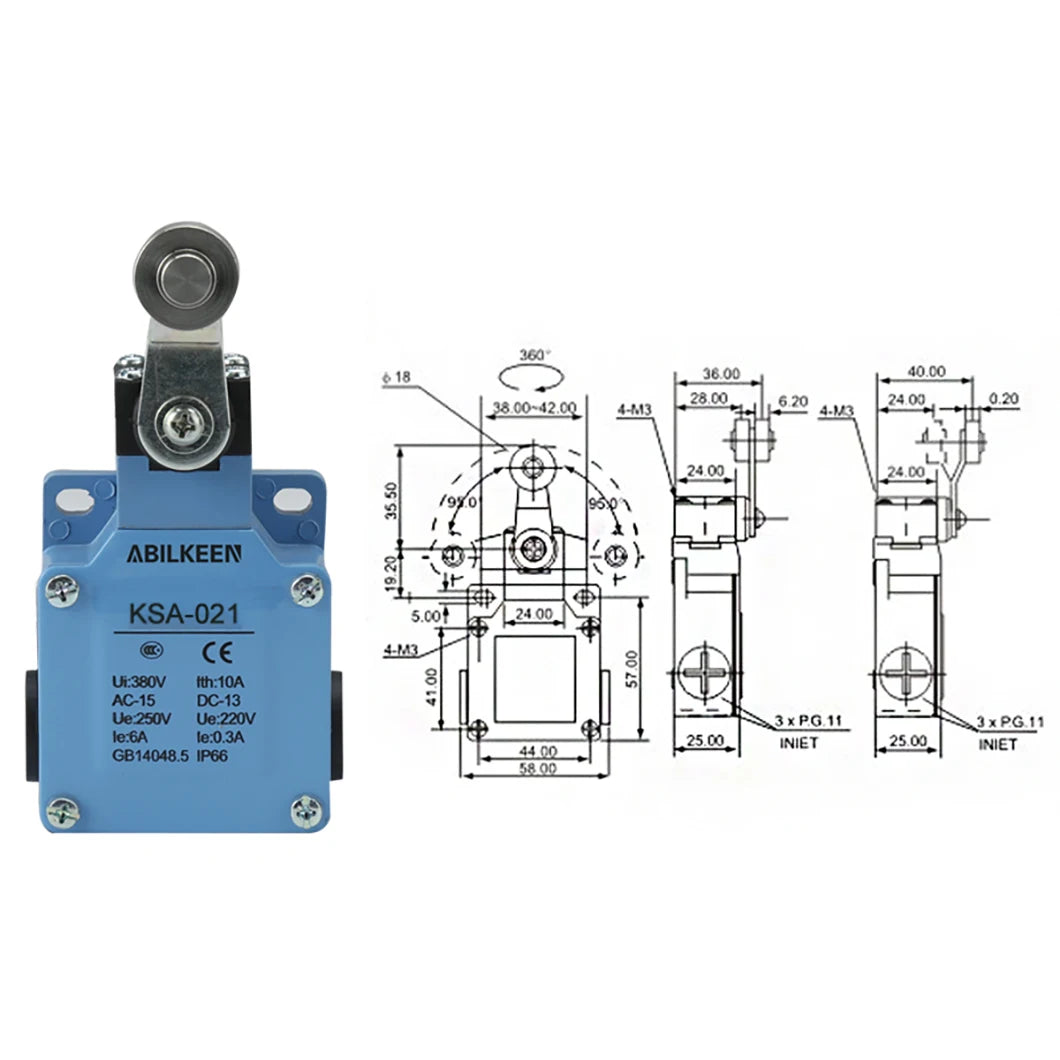 ABILKEEN Stainless Steel IP66 Waterproof KSA Series Industrial Machine Limit Switch Multiple Styles Limit Switch Available