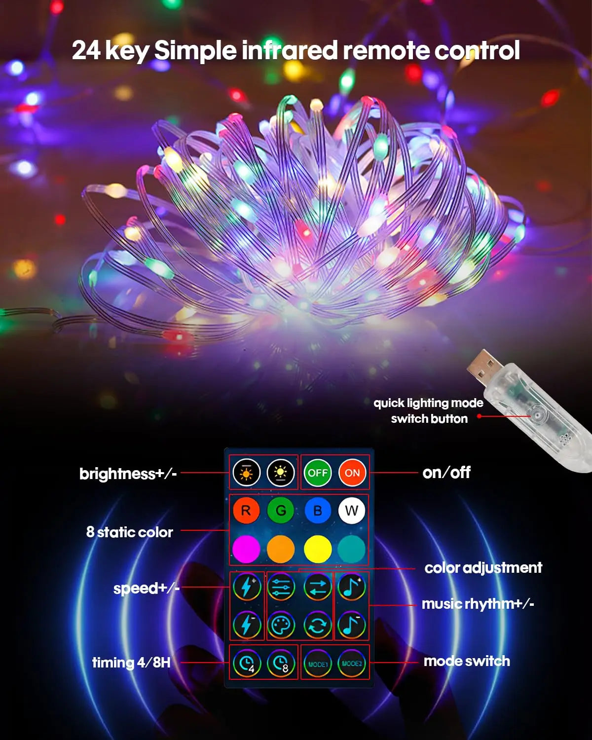 RGB Leather LED Fairy Lights 10M 40M Smart Bluetooth Music Light String IP65 Holiday Garland Decoration
