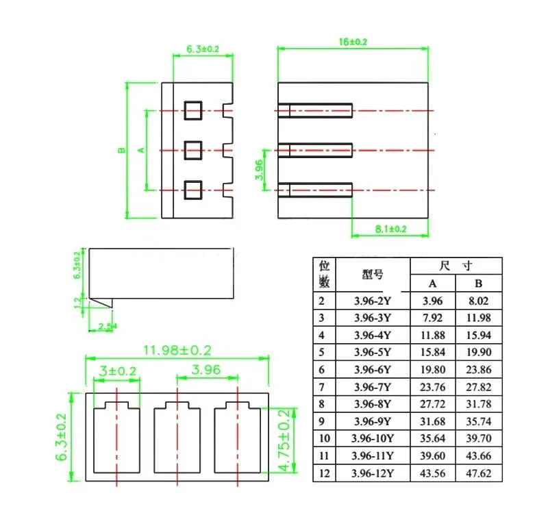 10pcs CH3.96 22AWG 2/3/4/5/6/7/8/9/10Pin 3.96mm Pitch Cable 20cm long Electrical Terminal Housing Plug Harness Wire Connector