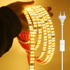 AC 220V LED Strip Waterproof 240Leds/M 3000K 4000K 6000K Home Decor Self Adhesive Tape Chain Light Flexible Ribbon Strip