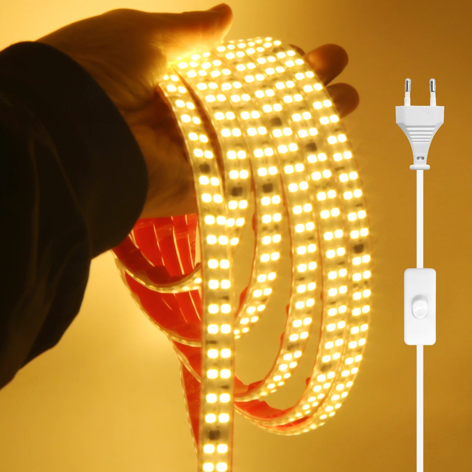 AC 220V LED Strip Waterproof 240Leds/M 3000K 4000K 6000K Home Decor Self Adhesive Tape Chain Light Flexible Ribbon Strip