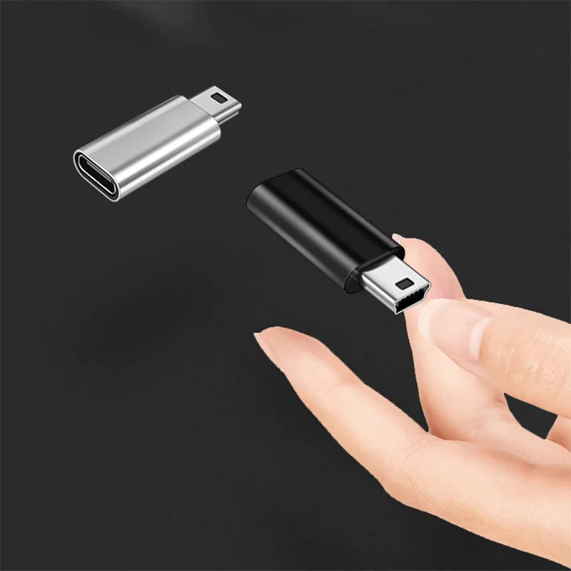 Mini USB to Type C Adapter 5 Pin Male Mini USB to Female USB Type C Data Transfer Connector for GoPro MP3 Camera PC Conventer