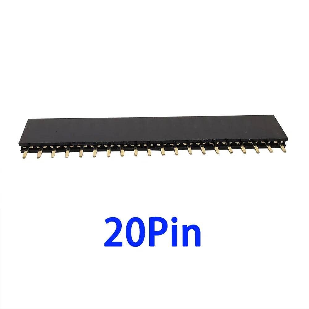 10Pcs2.54mm Pitch Single Row Female Pin Header Socket 2~40P PCB Board Connector Strip Gold Plated Pinheader Terminal for Arduino
