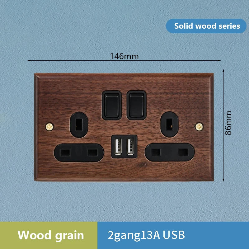 1/2/3/4gang1/2way European Vintage Passage Wall Light Solid Wood Brass Toggle Panel Switch Power Outlet, Antique Home Decor