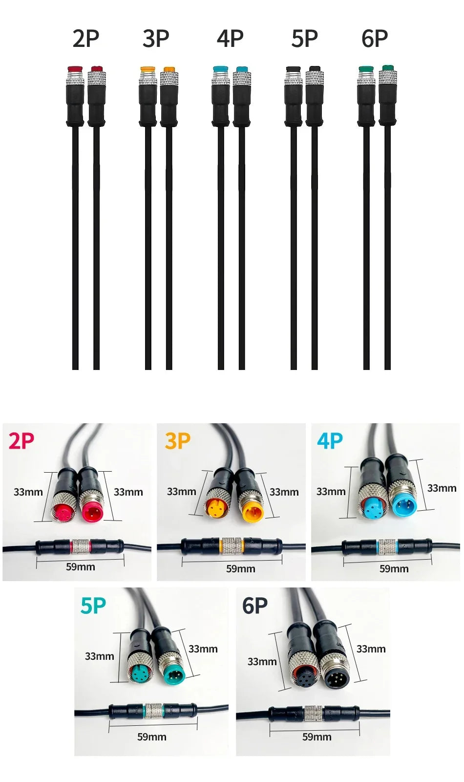 5/20PCS M9 Waterproof Connector 2/3/4/5/6Pin Aviation Plug Male And Female Docking Cable Electric Vehicle Lamp With Cable 20CM