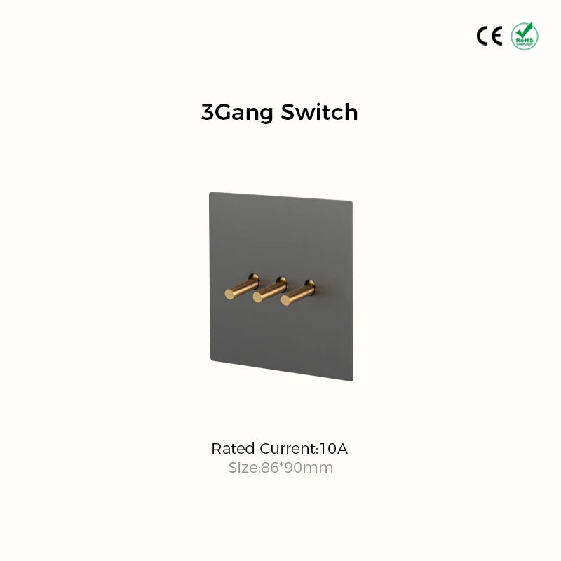 Avoir Vintage Gray Wall Switch USB Wall Socket 220V Europe FR Gold Lever Toggle Switch 1Gang 2 Way Retro Light Switches 86 Type