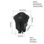 1PCS ON/OFF Round Rocker Switch LED illuminated Car 12V 24V / 6A 250V / 10A 125V 2/3/4PIN Switch 20MM