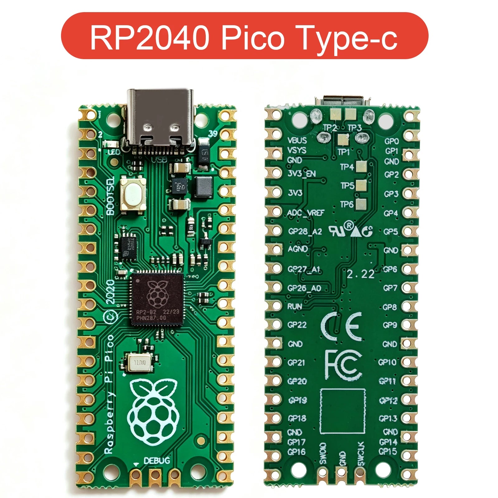Raspberry Pi Pico W RP2040 Development Board Dual-Core ARM Cortex-M0+ 264KB WiFi Type-C Micro USB MicroPython Official