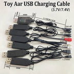 3.7V/7.4V USB Lithium Charging Cable SM-2P SM-4P JST XH2.54 PH2.0 MX2.0 1.25mm Adapter For RC Toy Car Drone Wide Compatibility