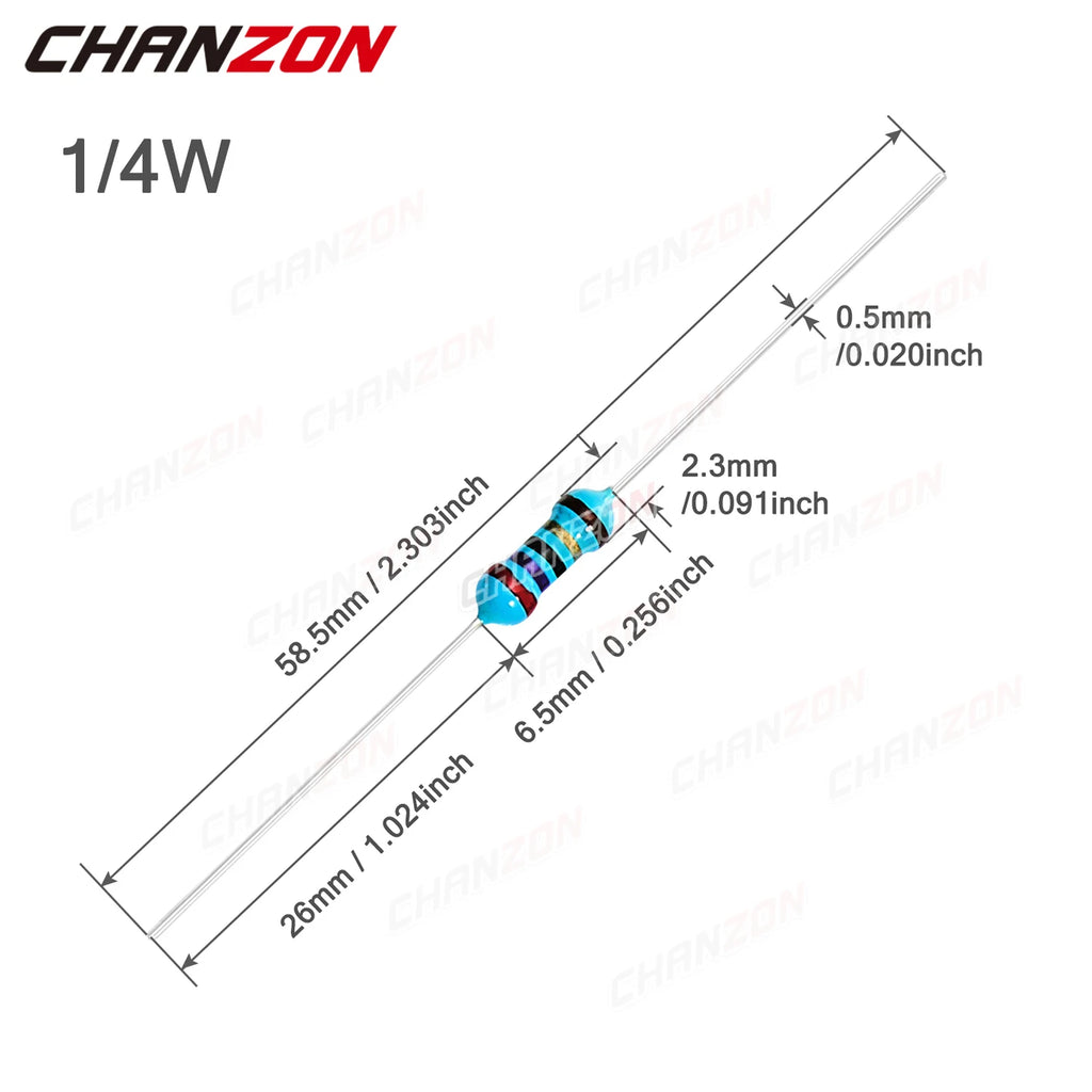 1/4W 1% High Precision Metal Film Resistors Kit 1 100 200 220 330 470 1K 4.7K 15K 10K 20K 22K 47K Ohm Resistance Assortment Set