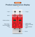 TOMZN AC SPD 2P House Surge Protector Protection Protective Low-voltage Arrester Device 10-20kA 20-40kA 30-60kA 275V 385V 420V