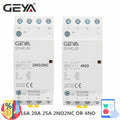 GEYA GYHC 4P 25A 220V/230V 50/60HZ Din Rail Household AC Modular Contactor 4NO OR 2NO2NC OR 3NO1NC OR 4NC