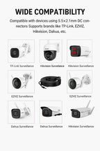 BNC Video + DC Power Extension Cable 5-50M | Outdoor 2-in-1 Coax Cable for CCTV DVR AHD TVI CVI Camera System
