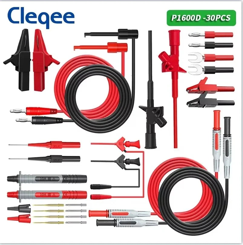 Cleqee P1600 Series High Quality Multimeter Test Lead Kit BNC-Test Cable Test Probe IC Test Hook Automotive Repair Tool Set