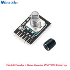 10 PCS 360 Degrees Rotary Encoder Module KY-040 HW-040 Sensor Switch 6MM Half Shaft Potentiometer Rotary Knob Cap 15×17 15×13.5