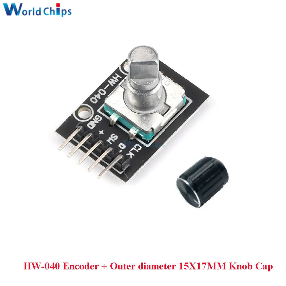 10 PCS 360 Degrees Rotary Encoder Module KY-040 HW-040 Sensor Switch 6MM Half Shaft Potentiometer Rotary Knob Cap 15×17 15×13.5