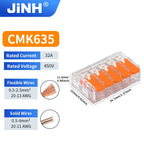 10/20/30/50Pcs Orange Electrical Splicing Compact Quick Lever Wire Connector Lighting Terminal Blocks Wide Capacity 0.2-4mm²