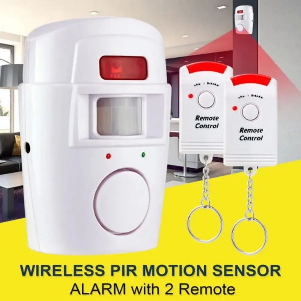 Wireless Garage Security Alarm Dual Remote Control Infrared Motion Sensor Detector for Home Burglar Alert Outdoor Shed