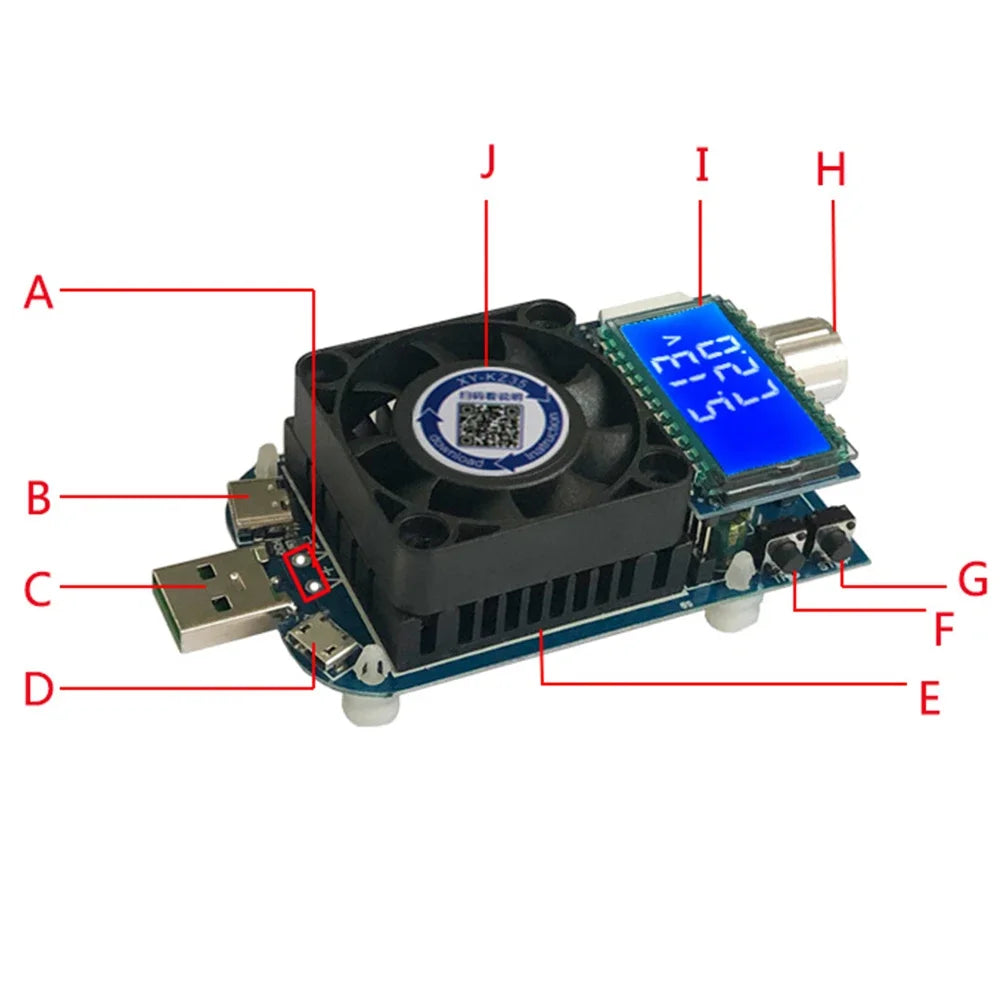 1PCS KZ35 Constant Current Electronic Load USB Type C QC2.0/3.0 AFC FCP Triggers Battery Testser Discharge Capacity Meter