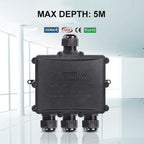 4Way 1In3Out IP68 Waterproof 4-14mm Solar Power Cord Exte LED Pool Lamp Outdoor Street Underground Light Wire Cable Junction Box