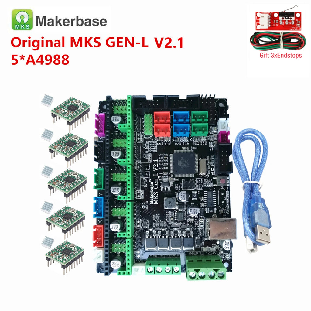 Makerbase Original MKS GEN L V2.1 3D Printer Control Card 8bit Motherboard Support A4988 DRV8825 TMC2208 TMC2209 TB6600 TMC2160