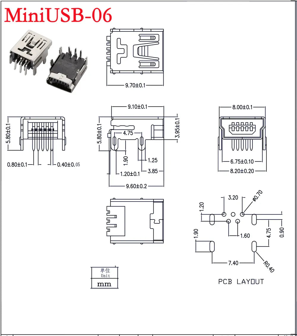 10PCS Mini USB SMD SMT 4Pin 5Pin Female Mini B Socket Connector Plug Straight DIP Jack Connector Plug-in