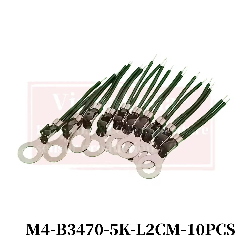 10pcs NTC Thermistors Surface Mount Diameter 4.2mm Temperature Sensor Probe Fixing Head B3950-1% 10K 50K 100K L2cm Tin-Plated