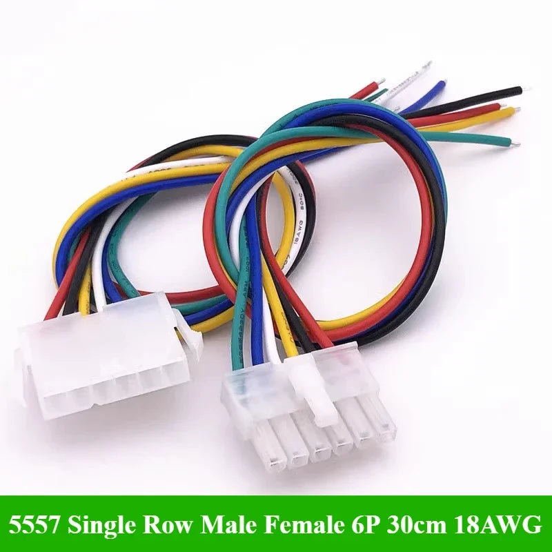 1/5/10Set Mini-Fit 4.2mm Automobile Harness Connector 5557 Single Row 2/3/4/5/6P Male Female Plug Socket Wire Length 30cm 18AWG