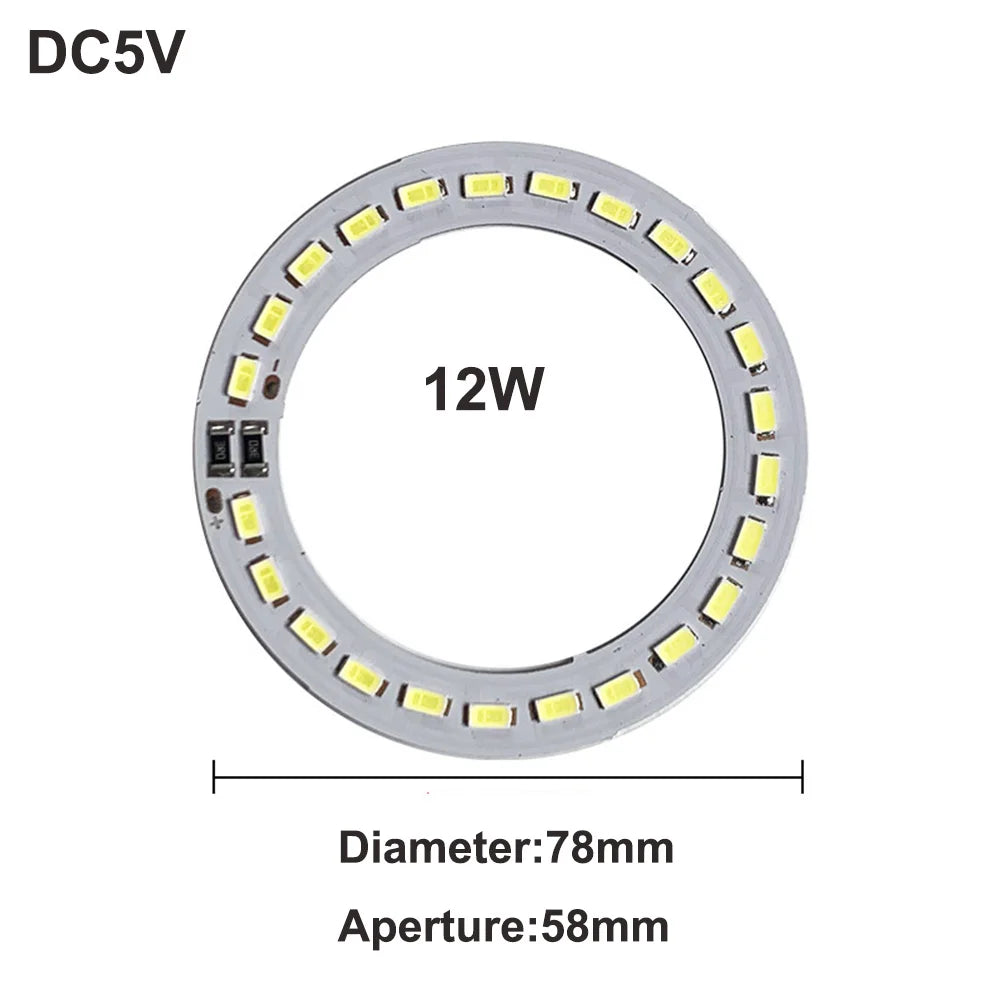 1Pcs USB Plug DC5V LED Light Source SMD5730 LED Light Beads Ring Chip with Black 1.5M Switch Cable 5W 10W 12W White /Warm Light.