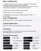 G1/4 DC5V 0-1.2 MPa Pressure Sensor Transducer Oil Fuel Diesel Gas Water Air Pressure Transducer With 19cm Cable