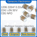 10 pcs 1206 224J 220nF 0.22UF 50V ±5% C0G NPO SMD ceramic capacitors
