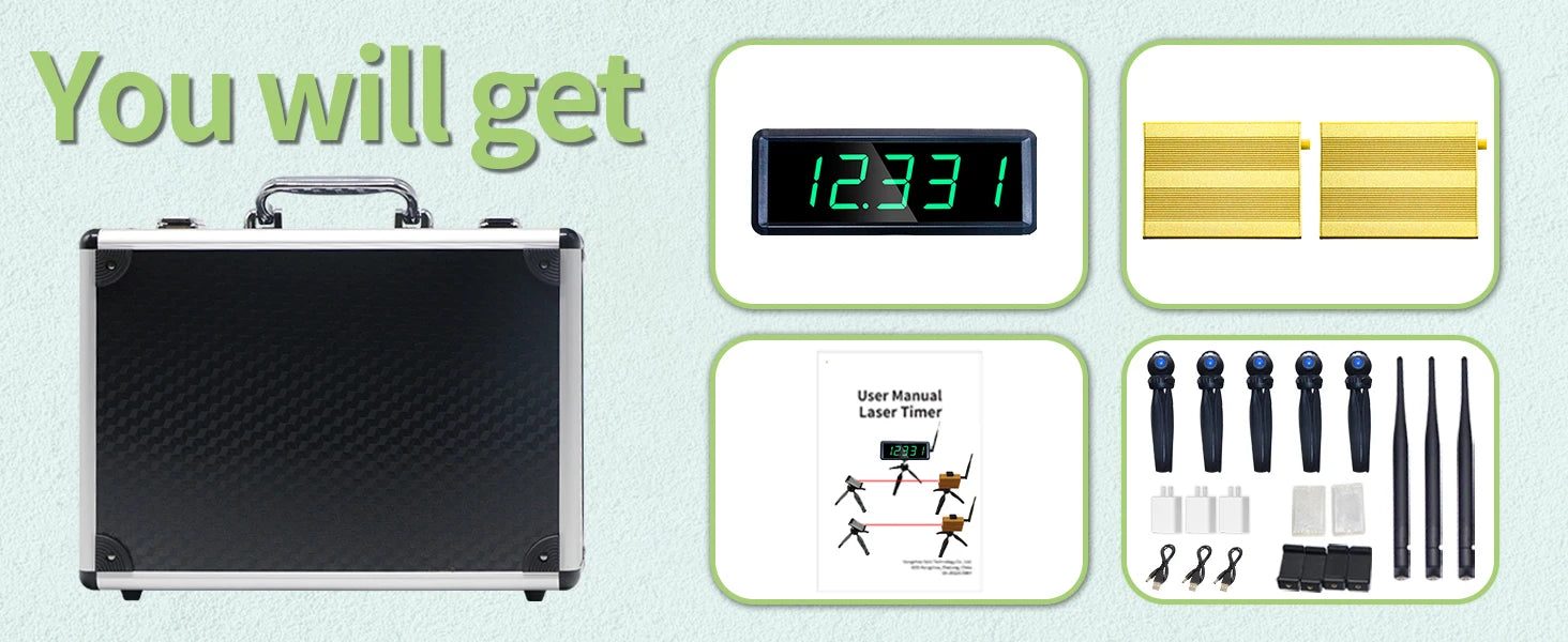 GANXIN Wireless Laser Timer for Sprints Race Clock Racing Timer With  Battery Powered