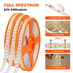 5mm 8mm Led Strip Light RA98 10mm PCB 2700K 3000K 3500K 4000K 5000K 6000K 5m 10m 24V 2835 120 240 LEDs Flexible Tape Lighting